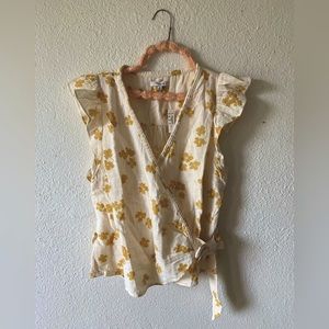 Madewell Flutter Sleeve Wrap Top in Amalfi Floral Size XL